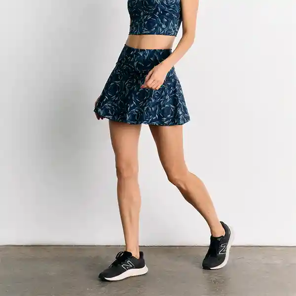 Falda Short Estampado Hojas Active M Azul