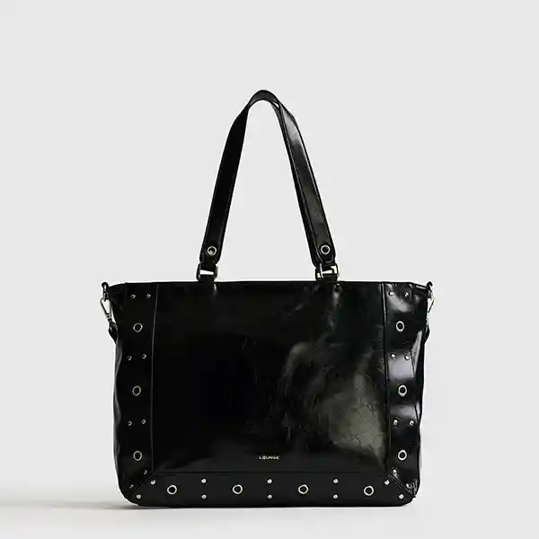Bolso Notebook Charol Eyelets Negro