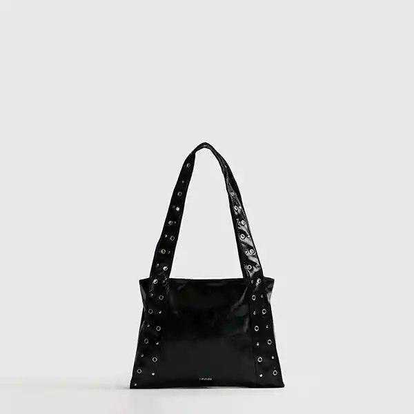 Cartera De Hombro Charol Eyelets Negro