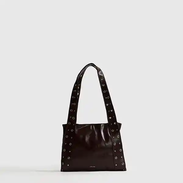 Cartera De Hombro Charol Eyelets Burdeo