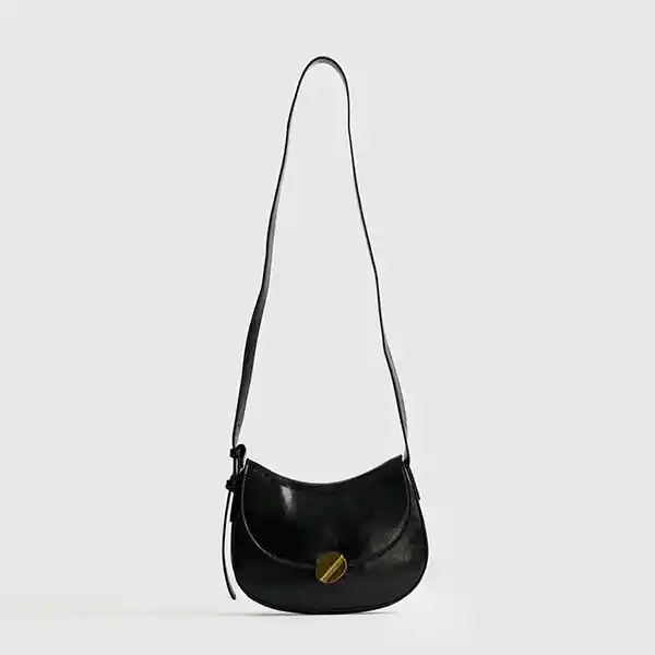 Cartera Bandolera Medialuna Broche Negro