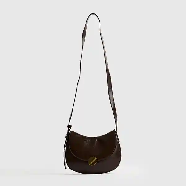 Cartera Bandolera Medialuna Broche Café