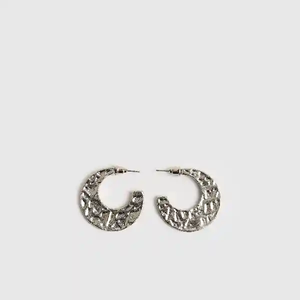 Aros Argollas Gruesas Medialuna Plateado