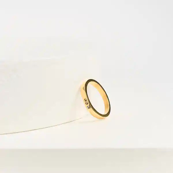 Anillo Acero Inoxidable Piedras M Dorado
