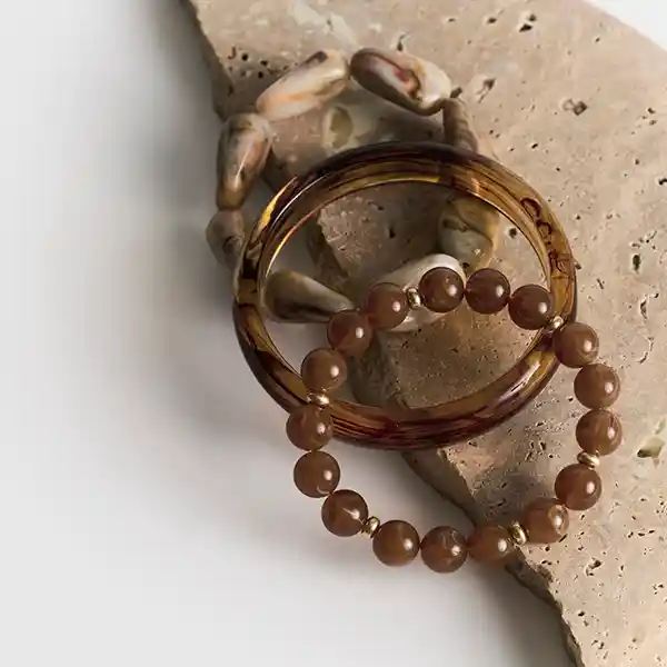 Set Pulseras Resina Woman Café