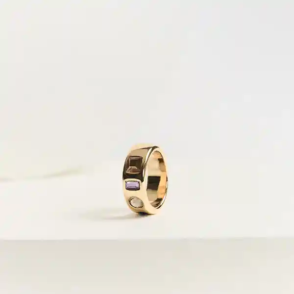 Anillo Piedras Formas M Dorado