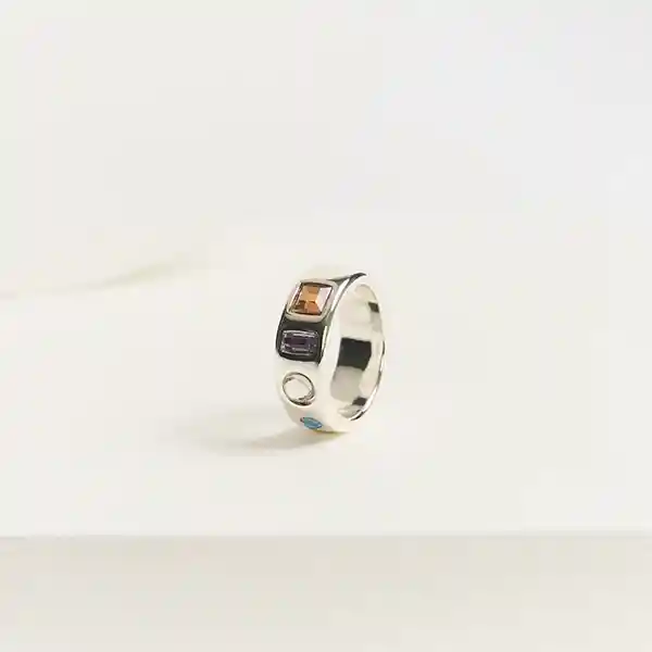 Anillo Piedras Formas L Plateado