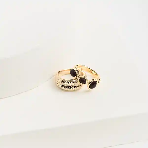 Set Anillos Acero Inoxidable Boho L Dorado