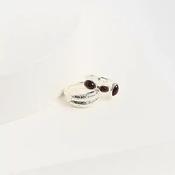 Set Anillos Acero Inoxidable Boho L Plateado