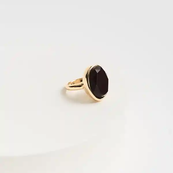 Anillo Acero Inoxidable Piedra M Dorado