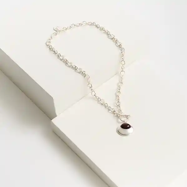 Collar Cadena Piedra Plateado