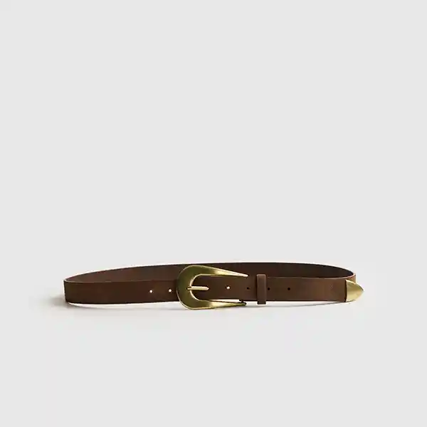 Cinturón Cuero Hebilla Alargada M/l Camel