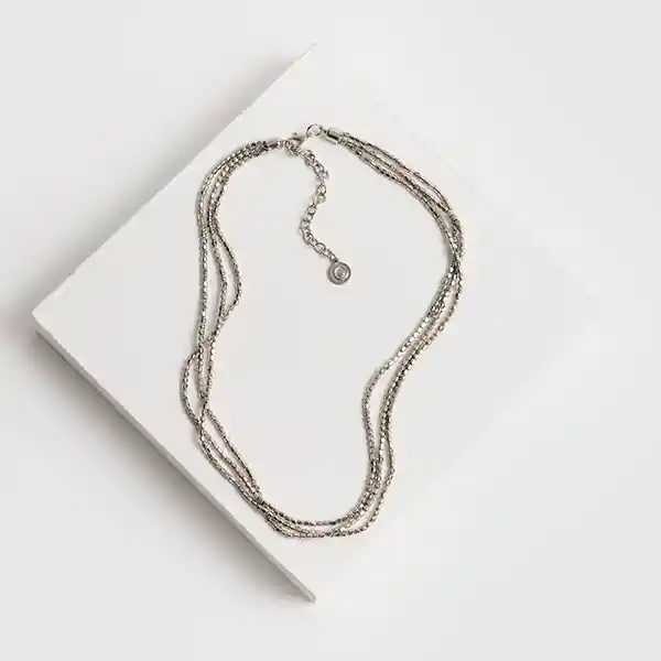Collar Boho Mostacillas Triple Plateado