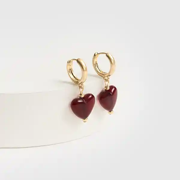 Aros Argollas Corazón Dorado