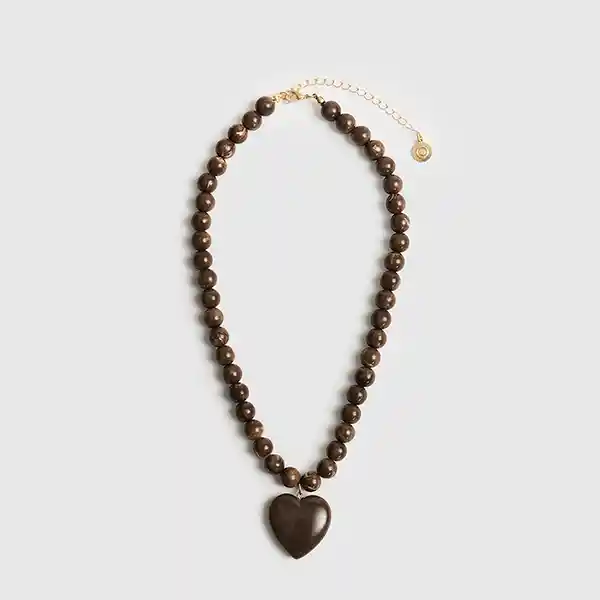 Collar Resina Corazón Café