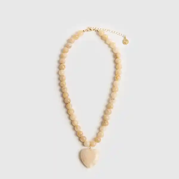 Collar Resina Corazón Beige