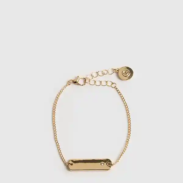 Pulsera Placa Detalle Strass Dorado