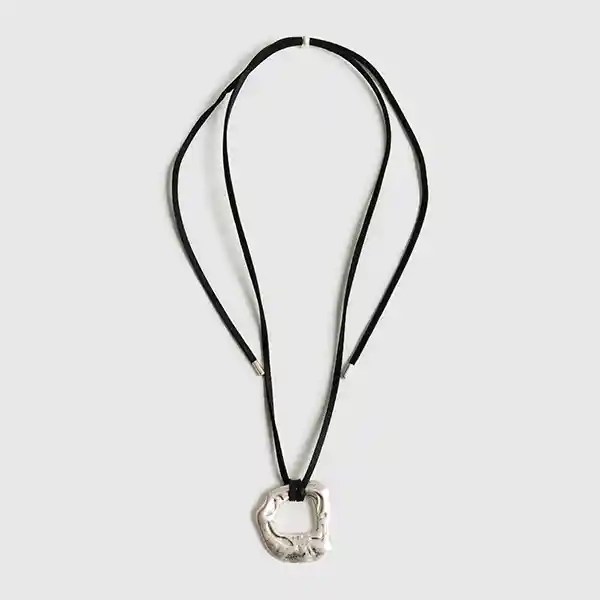 Collar Cuerda Machacado Plateado
