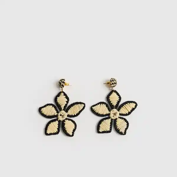 Aros Paradiso Rafia Flor Negro