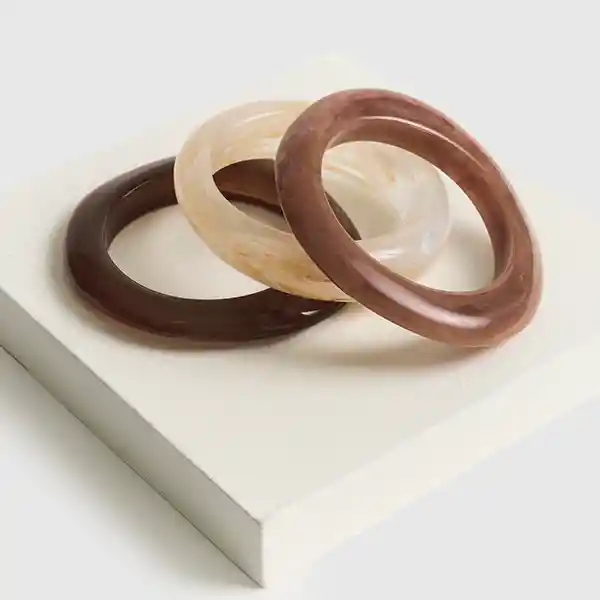 Set Pulseras Woman Resina Café