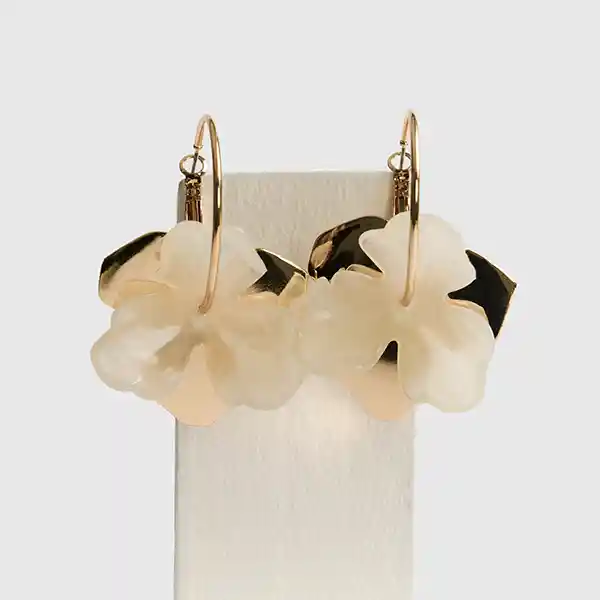 Aros Argollas Flor Blanco