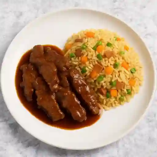 Carne a la china con arroz chino v