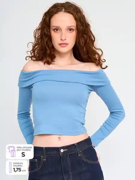 Index Polera Manga Larga Cedes Color Celeste S S25