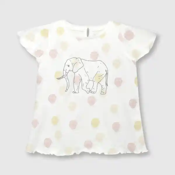 Polera Elefante de Bebé Niña Blanco Talla 12/18M Colloky