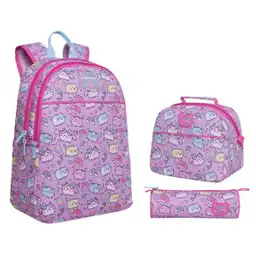 Head Pack Mochila Cool Kawai Cat Lila 2024