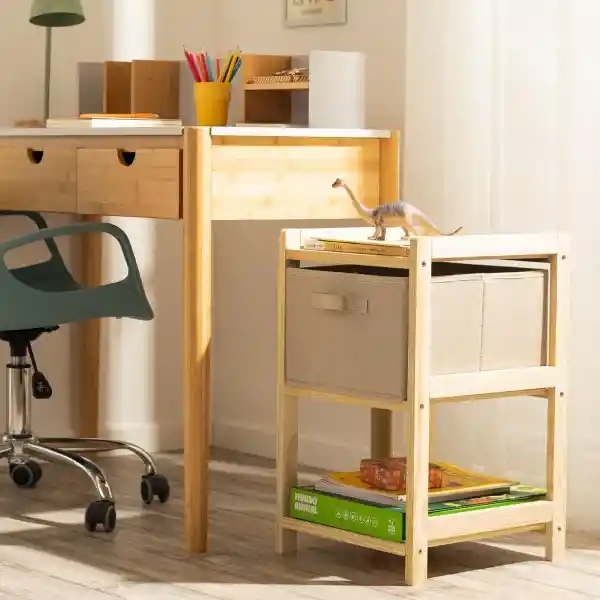 Velador Dos Niveles Con Cajón Textil Casaideas