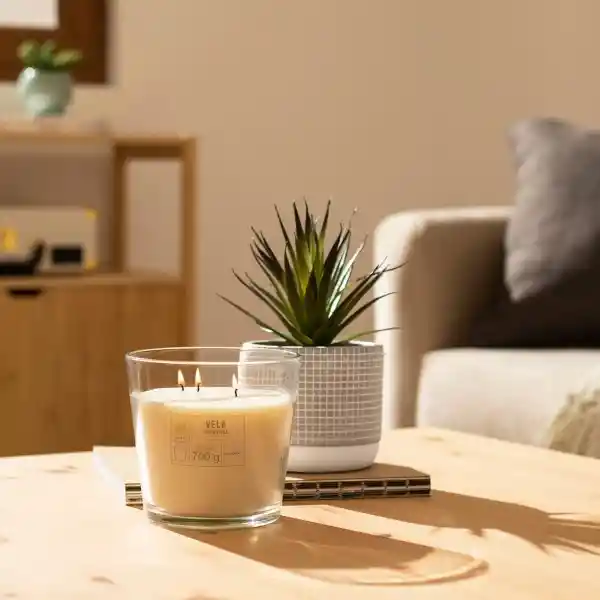 Vela Con Contenedor de Vidrio Vainilla 14 x 13 cm Casaideas