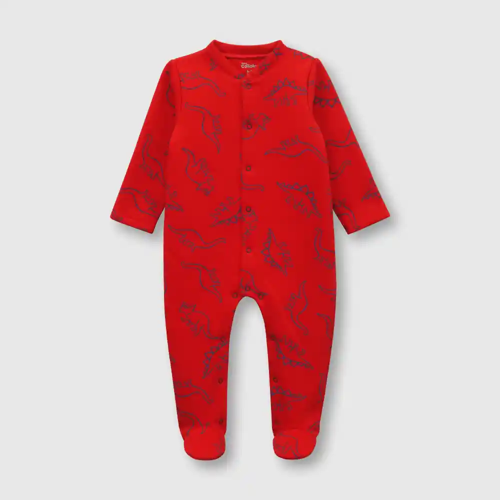 Pijama Franela Enterito Para Bebé Niño Rojo Talla 0/3m