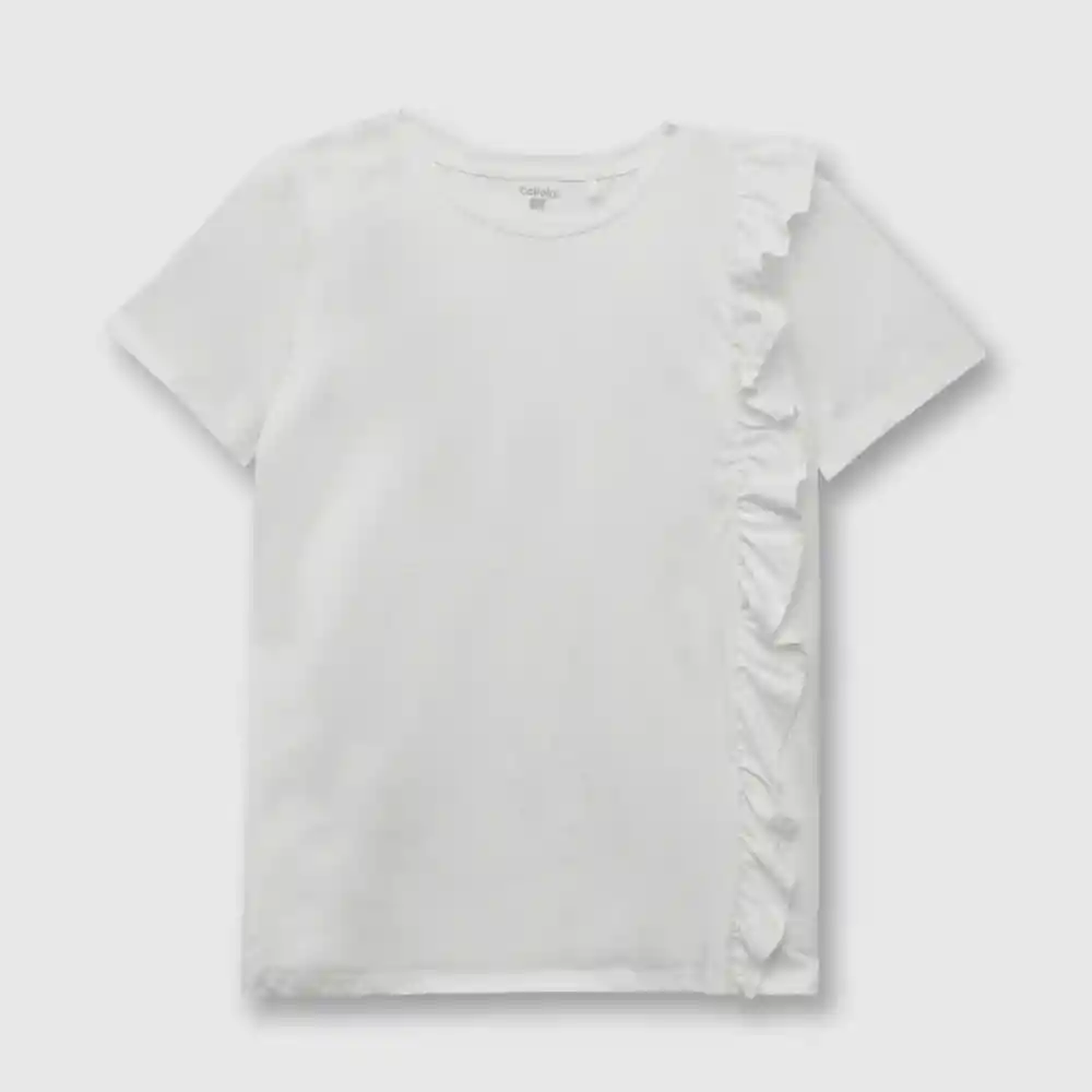 Polera Con Vuelo De Mujer Blanco Talla M