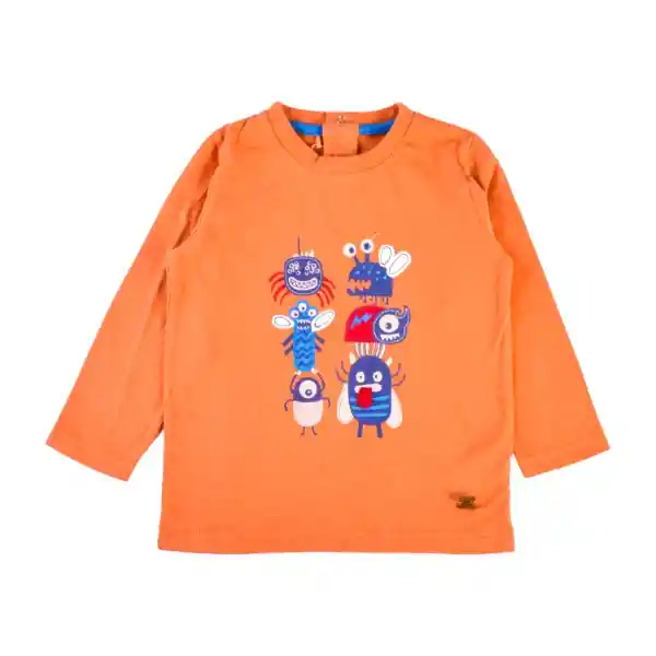 Polera Manga Larga Bebé Niño Naranja 3 M Pillin