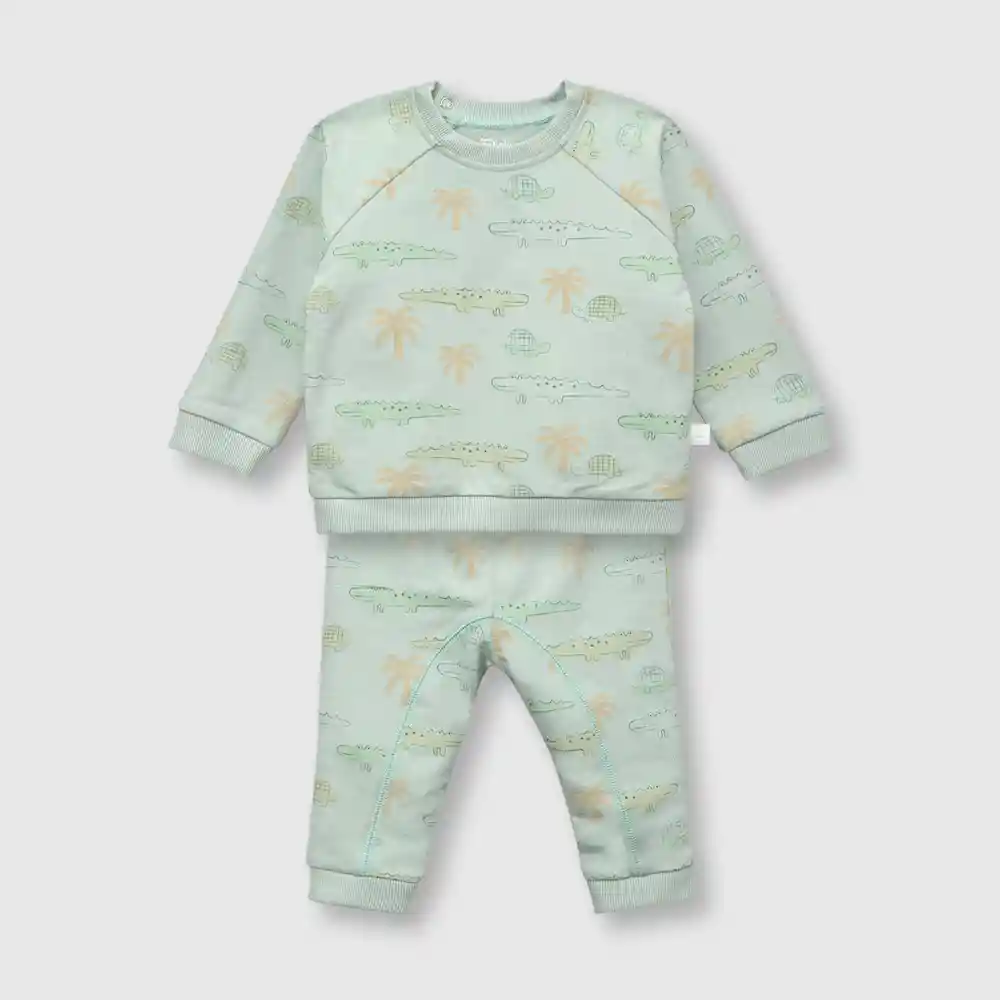 Conjunto Cocodrilo De Bebe Niño Verde Talla 0m