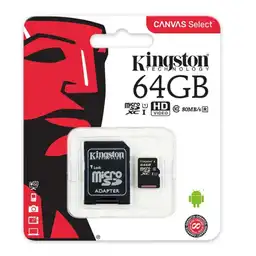 Kingston Tarjeta De Memoria Micro Sd Canvas 64 Gb