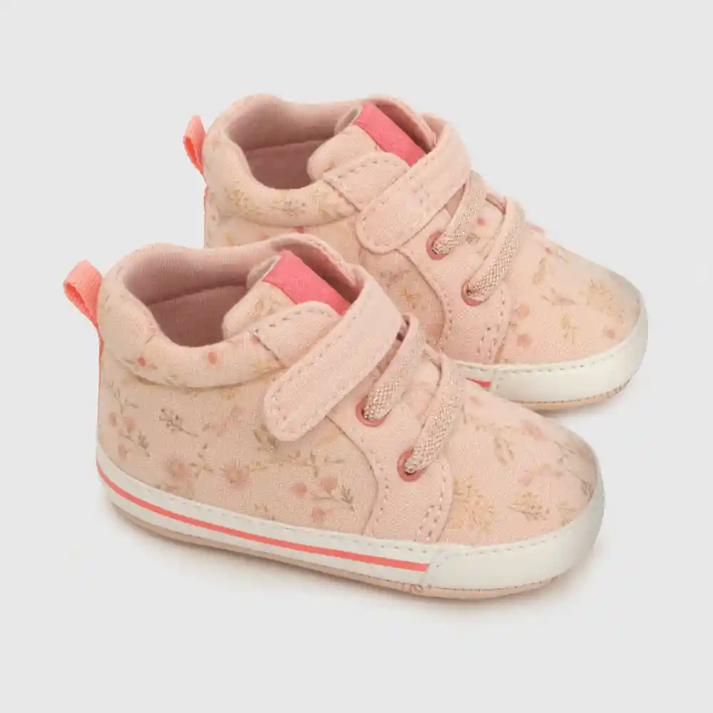 Zapatillas Floral De Niña Rosado Talla 15