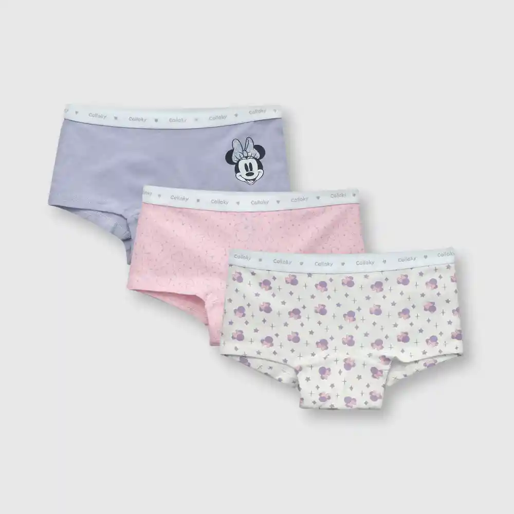 Pack De Calzón Minnie Para Niña Lila Talla 8a