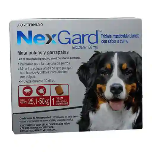 Nexgard Antipulgas (136 mg) Tableta Masticable Blanda con Sabor a Carne para Perro