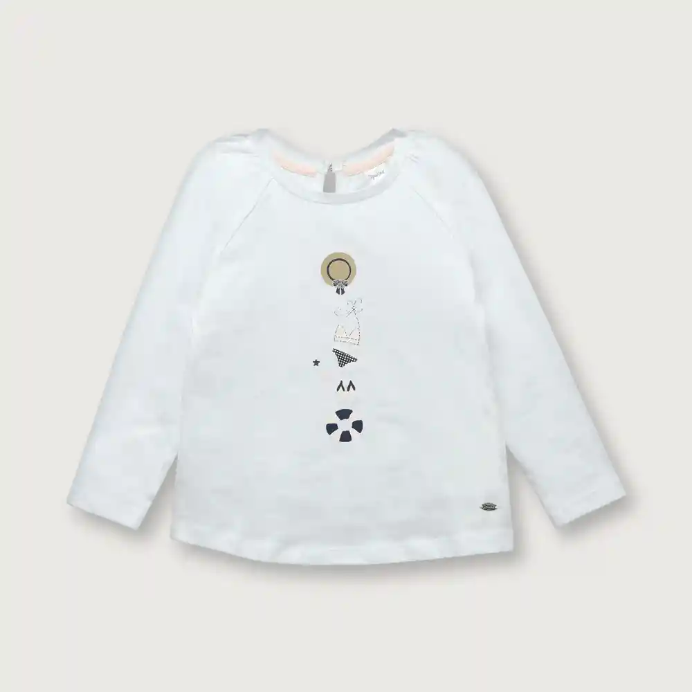 Polera Delfin Tipo Princesa Niña Blanca Talla 4a