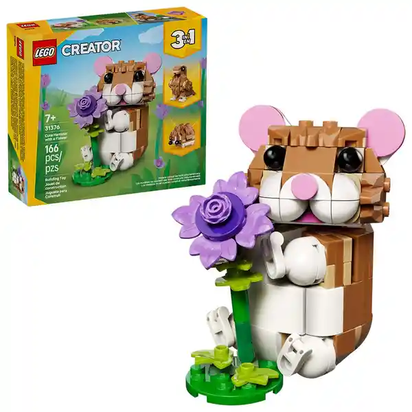 Lego Set de Construcción Lindo Hámster Con Flor 31376