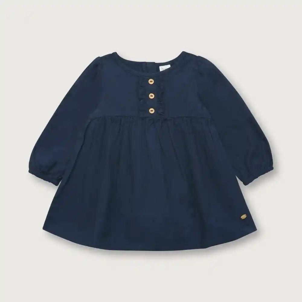 Vestido Cuadrillé De Niña Azul Talla 12m