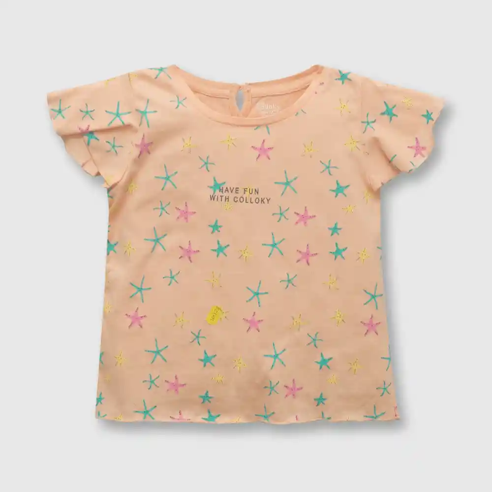 Polera Estrellitas De Niña Naranjo Talla 6/9 Meses