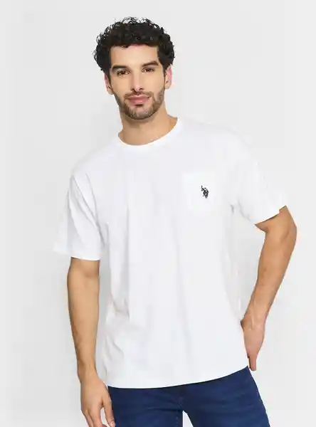 Us Polo Assn Polera Manga Corta Bas Blanco L 8800 INV25