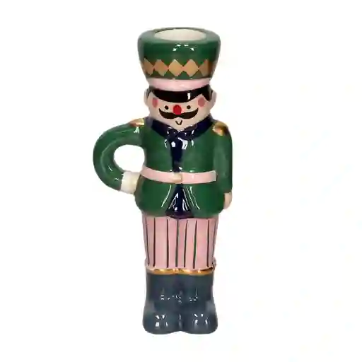 Portavela de Cerámica Con Personaje Navideño 14 cm Casaideas