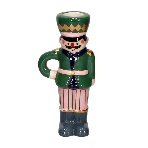 Portavela de Cerámica Con Personaje Navideño 14 cm Casaideas