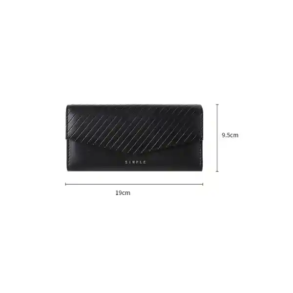 Miniso Monedero Three Fold Long Striped Women's Negro