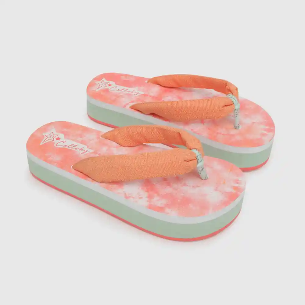 Sandalias Hawaiana Niña Rosado Con Blanco Talla 34