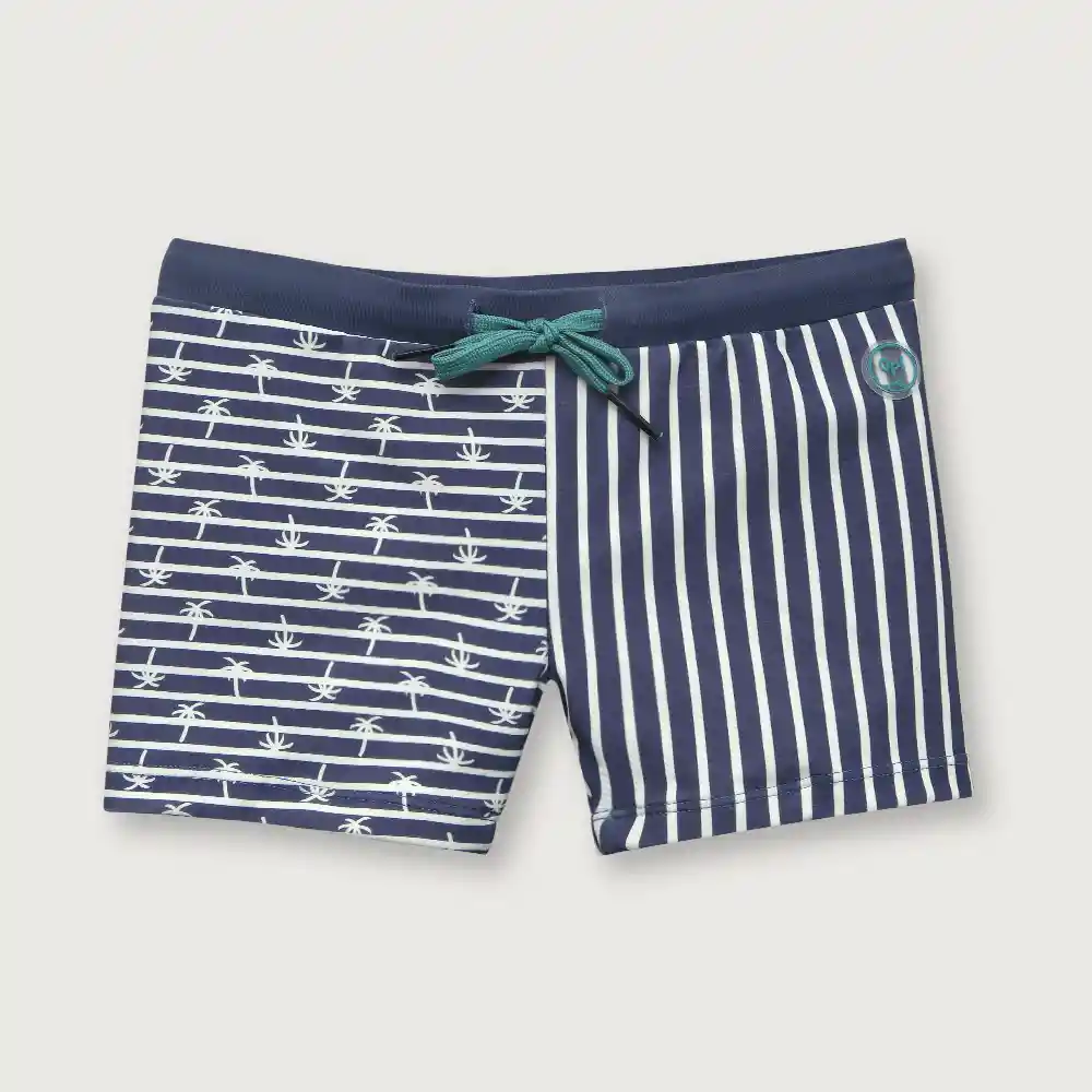 Traje De Baño Rayas Y Palmas De Niño Navy Talla 18m