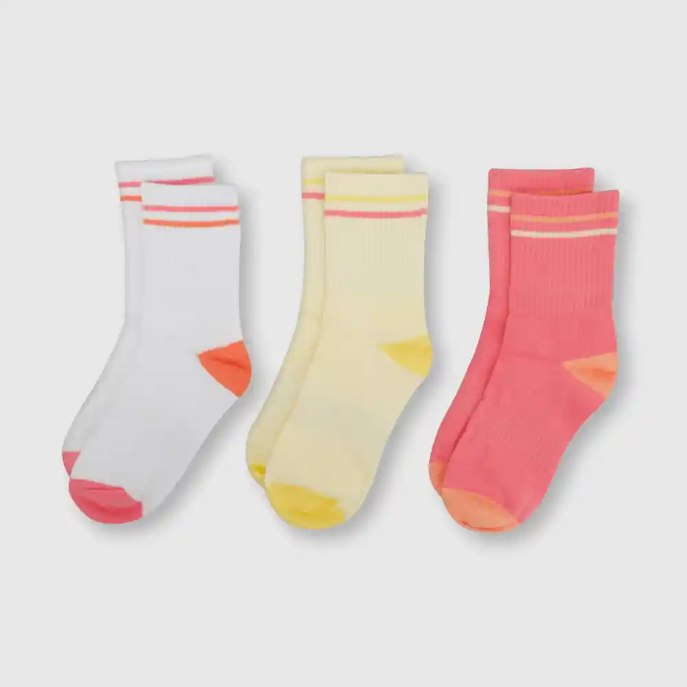 Pack Calcetines Deportivo De Niña Blanco Talla 23/25